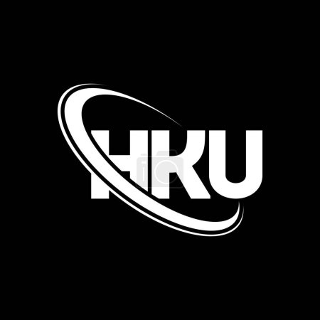 Ilustración de Logotipo HKU. Carta HKU. HKU diseño del logotipo de la letra. Inicial logo HKU vinculado con el círculo y el logotipo del monograma en mayúsculas. Tipografía HKU para marca tecnológica, empresarial e inmobiliaria. - Imagen libre de derechos