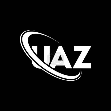 Ilustración de Logo de UAZ. Carta de UAZ. Diseño del logotipo de la letra UAZ. Logo inicial de UAZ vinculado con el logotipo del círculo y del monograma en mayúsculas. Tipografía UAZ para marca tecnológica, empresarial e inmobiliaria. - Imagen libre de derechos