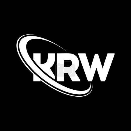 Ilustración de Logo de KRW. Carta de KRW. Diseño del logotipo de la letra KRW. Logotipo inicial de KRW vinculado con el logotipo del círculo y del monograma en mayúsculas. Tipografía KRW para marca tecnológica, empresarial e inmobiliaria. - Imagen libre de derechos