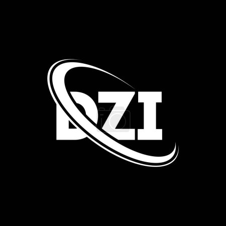 Illustration for DZI logo. DZI letter. DZI letter logo design. Initials DZI logo linked with circle and uppercase monogram logo. DZI typography for technology, business and real estate brand. - Royalty Free Image
