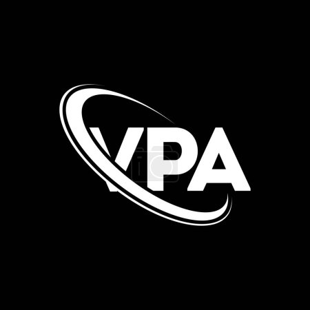 Illustration for VPA logo. VPA letter. VPA letter logo design. Initials VPA logo linked with circle and uppercase monogram logo. VPA typography for technology, business and real estate brand. - Royalty Free Image