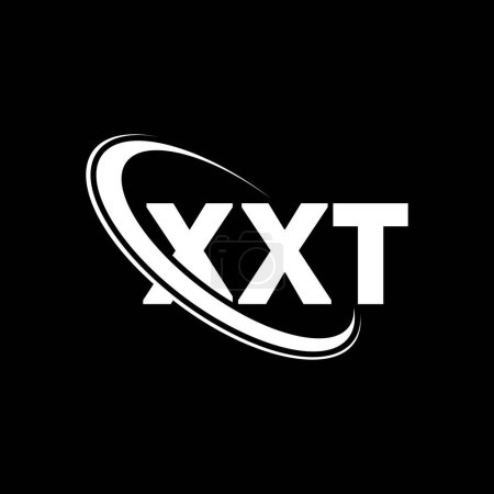 Illustration for XXT logo. XXT letter. XXT letter logo design. Initials XXT logo linked with circle and uppercase monogram logo. XXT typography for technology, business and real estate brand. - Royalty Free Image
