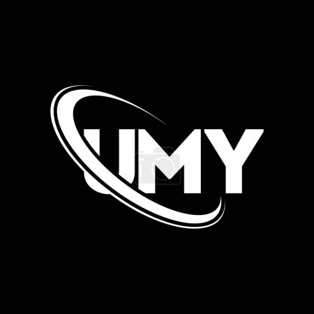 Ilustración de Logo de UMY. Carta de UMY. Diseño del logotipo de la letra UMY. Logo inicial de la UMY vinculado con el logotipo del círculo y del monograma en mayúsculas. Tipografía UMY para marca tecnológica, empresarial e inmobiliaria. - Imagen libre de derechos