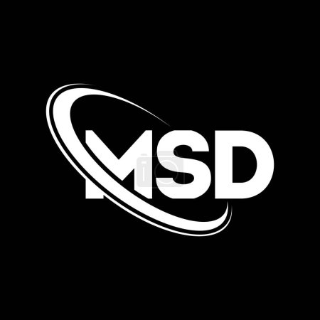 Téléchargez les illustrations : Logo MSD. Lettre du MSD. MSD lettre logo design. Initiales logo MSD lié à cercle et logo monogramme majuscule. Typographie MSD pour la marque de technologie, d'affaires et d'immobilier. - en licence libre de droit