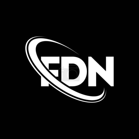 Ilustración de Logotipo FDN. Carta de la FDN. Diseño del logotipo de la letra FDN. Logotipo inicial de FDN vinculado con el círculo y el logotipo del monograma en mayúsculas. Tipografía FDN para marca tecnológica, empresarial e inmobiliaria. - Imagen libre de derechos