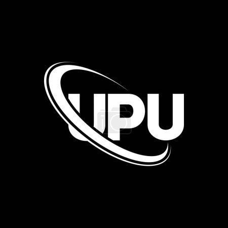 Ilustración de Logo de UPU. Carta de la UPU. Diseño del logotipo de la letra UPU. Logotipo inicial de la UPU vinculado con el círculo y el logotipo del monograma en mayúsculas. Tipografía UPU para marca tecnológica, empresarial e inmobiliaria. - Imagen libre de derechos