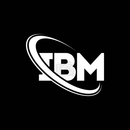 Ilustración de Logo de IBM. Carta de IBM. Diseño del logotipo de la carta IBM. Inicial Logo de IBM enlazado con círculo y logo monograma en mayúsculas. Tipografía de IBM para la marca tecnológica, empresarial e inmobiliaria. - Imagen libre de derechos