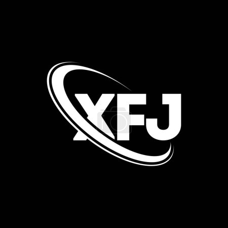 Ilustración de Logo XFJ. Carta XFJ. Diseño del logotipo de la letra XFJ. Logo inicial de XFJ vinculado con el logotipo del círculo y del monograma en mayúsculas. Tipografía XFJ para marca tecnológica, empresarial e inmobiliaria. - Imagen libre de derechos