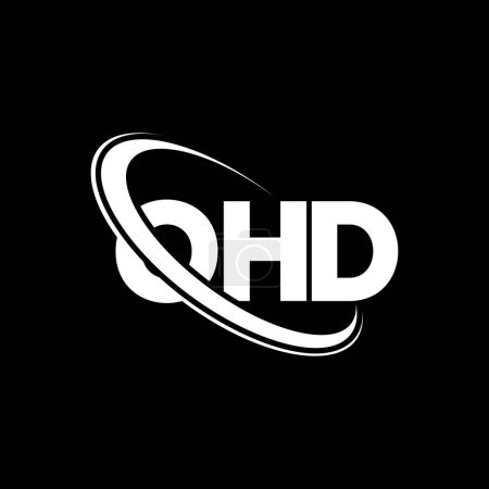 Ilustración de Logo de OHD. Carta de OHD. Diseño del logotipo de la letra OHD. Inicial logo OHD vinculado con el círculo y el logotipo del monograma en mayúsculas. Tipografía OHD para marca tecnológica, empresarial e inmobiliaria. - Imagen libre de derechos