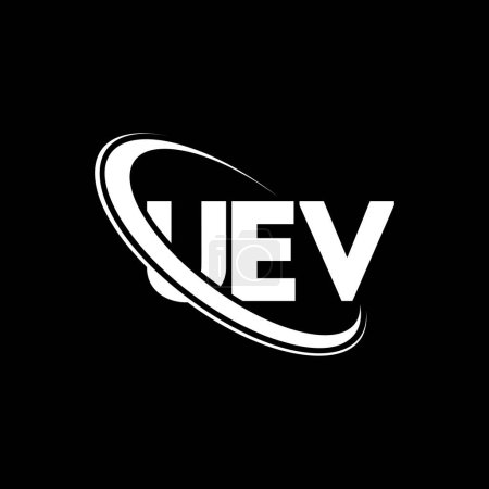 Ilustración de Logotipo UEV. Carta de la UEV. Diseño del logotipo de la letra UEV. Logotipo inicial de UEV vinculado con el logotipo del círculo y del monograma en mayúsculas. Tipografía UEV para marca tecnológica, empresarial e inmobiliaria. - Imagen libre de derechos