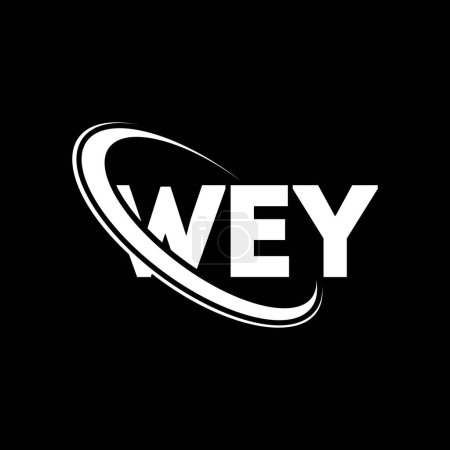 Illustration for WEY logo. WEY letter. WEY letter logo design. Initials WEY logo linked with circle and uppercase monogram logo. WEY typography for technology, business and real estate brand. - Royalty Free Image