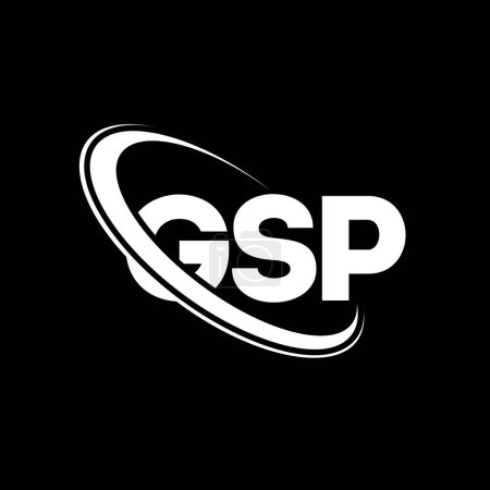 Illustration for GSP logo. GSP letter. GSP letter logo design. Initials GSP logo linked with circle and uppercase monogram logo. GSP typography for technology, business and real estate brand. - Royalty Free Image