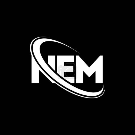 Illustration for NEM logo. NEM letter. NEM letter logo design. Initials NEM logo linked with circle and uppercase monogram logo. NEM typography for technology, business and real estate brand. - Royalty Free Image