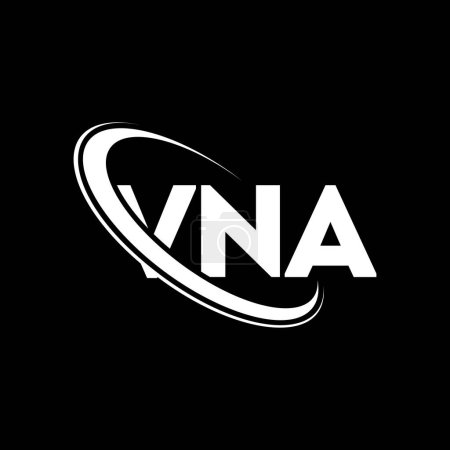 Illustration for VNA logo. VNA letter. VNA letter logo design. Initials VNA logo linked with circle and uppercase monogram logo. VNA typography for technology, business and real estate brand. - Royalty Free Image
