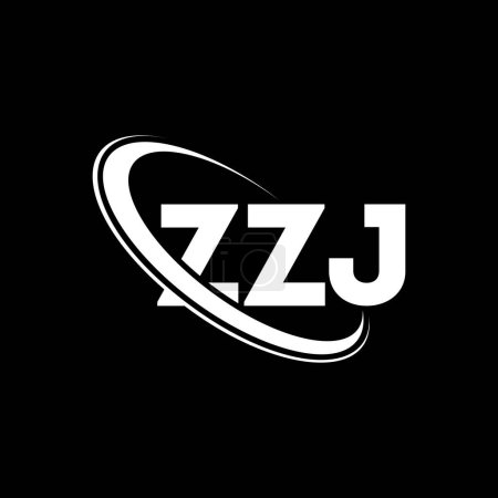Illustration for ZZJ logo. ZZJ letter. ZZJ letter logo design. Initials ZZJ logo linked with circle and uppercase monogram logo. ZZJ typography for technology, business and real estate brand. - Royalty Free Image