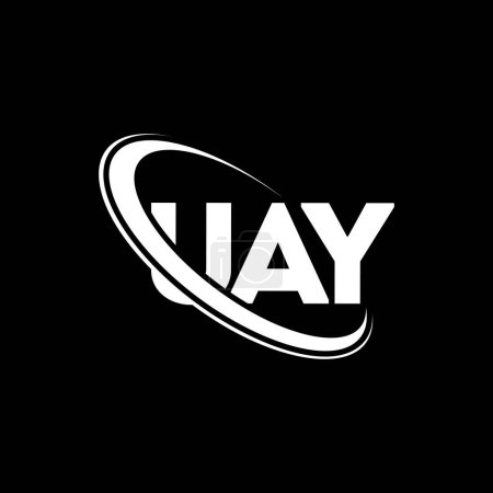 Illustration for UAY logo. UAY letter. UAY letter logo design. Initials UAY logo linked with circle and uppercase monogram logo. UAY typography for technology, business and real estate brand. - Royalty Free Image