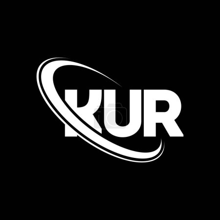 Ilustración de Logo de KUR. Carta de KUR. Diseño del logotipo de la letra KUR. Logotipo inicial de KUR vinculado con el logotipo del círculo y del monograma en mayúsculas. Tipografía KUR para marca tecnológica, empresarial e inmobiliaria. - Imagen libre de derechos
