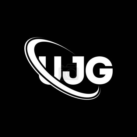 Illustration for UJG logo. UJG letter. UJG letter logo design. Initials UJG logo linked with circle and uppercase monogram logo. UJG typography for technology, business and real estate brand. - Royalty Free Image