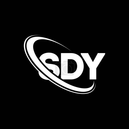 Illustration for SDY logo. SDY letter. SDY letter logo design. Initials SDY logo linked with circle and uppercase monogram logo. SDY typography for technology, business and real estate brand. - Royalty Free Image