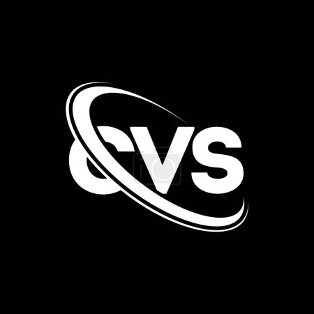 Ilustración de Logo CVS. Carta CVS. Diseño del logotipo de la letra CVS. Logotipo CVS inicial vinculado con el logotipo del círculo y del monograma en mayúsculas. Tipografía CVS para marca tecnológica, empresarial e inmobiliaria. - Imagen libre de derechos