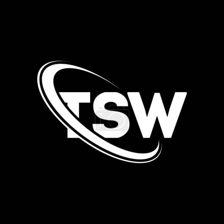 Ilustración de Logo de TSW. Carta del TSW. Diseño del logotipo de la letra TSW. Inicial logo de TSW vinculado con círculo y logo de monograma en mayúsculas. Tipografía TSW para marca tecnológica, empresarial e inmobiliaria. - Imagen libre de derechos