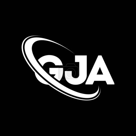 Ilustración de Logo de GJA. Carta de GJA. Diseño del logotipo de la letra GJA. Logo inicial de GJA vinculado con el logotipo del círculo y del monograma en mayúsculas. Tipografía GJA para marca tecnológica, empresarial e inmobiliaria. - Imagen libre de derechos