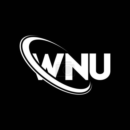 Téléchargez les illustrations : Logo WNU. Lettre du WNU. WNU lettre logo design. Initiales logo WNU lié avec cercle et logo monogramme majuscule. Typographie WNU pour la technologie, les affaires et la marque immobilière. - en licence libre de droit