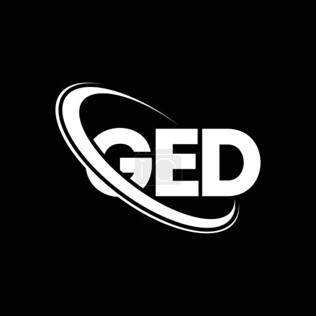 Illustration for GED logo. GED letter. GED letter logo design. Initials GED logo linked with circle and uppercase monogram logo. GED typography for technology, business and real estate brand. - Royalty Free Image