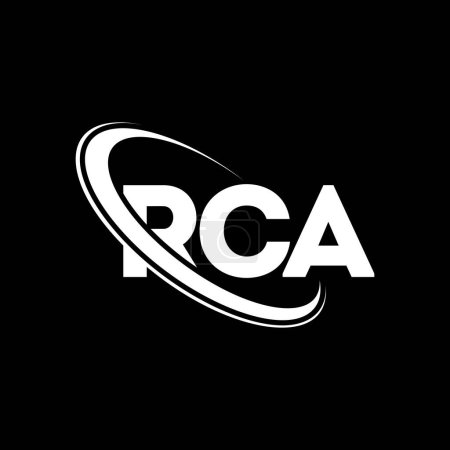 Ilustración de Logo de RCA. Carta de la RCA. Diseño del logotipo de la letra RCA. Logo inicial de RCA vinculado con el logotipo del círculo y del monograma en mayúsculas. Tipografía RCA para marca tecnológica, empresarial e inmobiliaria. - Imagen libre de derechos