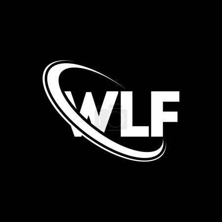 Ilustración de Logo WLF. Carta WLF. Diseño del logotipo de la letra WLF. Inicial logo WLF vinculado con círculo y logo monograma en mayúsculas. Tipografía WLF para marca tecnológica, empresarial e inmobiliaria. - Imagen libre de derechos