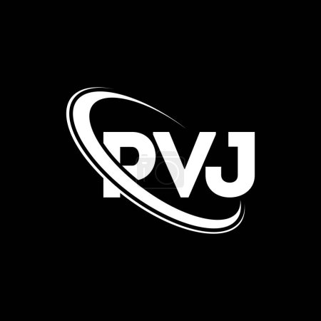 Illustration for PVJ logo. PVJ letter. PVJ letter logo design. Initials PVJ logo linked with circle and uppercase monogram logo. PVJ typography for technology, business and real estate brand. - Royalty Free Image