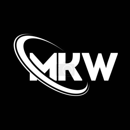 Ilustración de Logo de MKW. Carta MKW. Diseño del logotipo de la letra MKW. Inicial logo de MKW vinculado con el círculo y el logotipo del monograma en mayúsculas. Tipografía MKW para marca tecnológica, empresarial e inmobiliaria. - Imagen libre de derechos