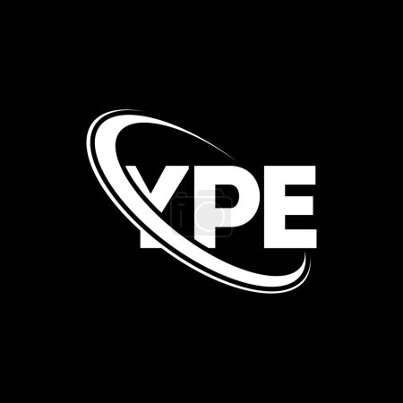 Illustration for YPE logo. YPE letter. YPE letter logo design. Initials YPE logo linked with circle and uppercase monogram logo. YPE typography for technology, business and real estate brand. - Royalty Free Image