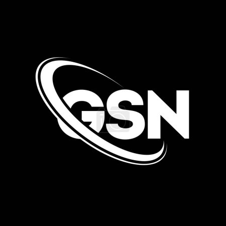 Ilustración de Logo de GSN. Carta de la GSN. Diseño del logotipo de la letra GSN. Inicial logotipo GSN vinculado con el círculo y el logotipo del monograma en mayúsculas. Tipografía GSN para marca tecnológica, empresarial e inmobiliaria. - Imagen libre de derechos
