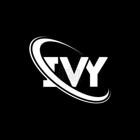 Ilustración de Logo de IVY. Carta de IVY. Diseño del logotipo de la letra IVY. Inicial logo IVY vinculado con círculo y logo monograma en mayúsculas. Tipografía IVY para marca tecnológica, empresarial e inmobiliaria. - Imagen libre de derechos