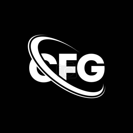 Ilustración de Logo CFG. Carta CFG. Diseño del logotipo de la letra CFG. Inicial logo CFG vinculado con círculo y logo monograma en mayúsculas. Tipografía CFG para marca tecnológica, empresarial e inmobiliaria. - Imagen libre de derechos