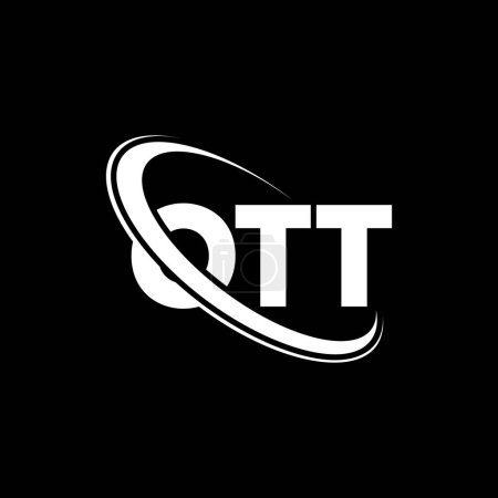 Illustration for OTT logo. OTT letter. OTT letter logo design. Initials OTT logo linked with circle and uppercase monogram logo. OTT typography for technology, business and real estate brand. - Royalty Free Image
