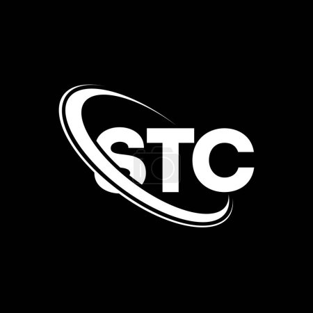 Logo STC. Carta STC. Diseño del logotipo de la letra STC. Logo STC inicial vinculado con el logotipo del círculo y del monograma en mayúsculas. Tipografía STC para marca tecnológica, empresarial e inmobiliaria.