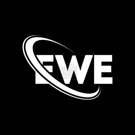 Ilustración de Logo de EWE. Carta de EWE. Diseño del logotipo de la carta EWE. Inicial logotipo de EWE vinculado con el círculo y el logotipo del monograma en mayúsculas. Tipografía EWE para marca tecnológica, empresarial e inmobiliaria. - Imagen libre de derechos