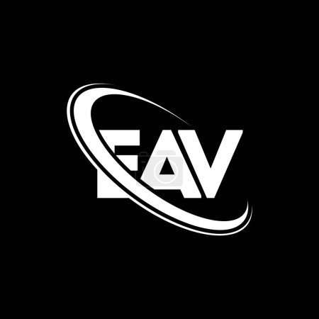 Illustration for EAV logo. EAV letter. EAV letter logo design. Initials EAV logo linked with circle and uppercase monogram logo. EAV typography for technology, business and real estate brand. - Royalty Free Image