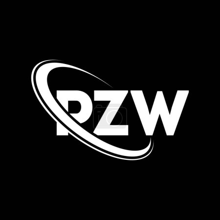Ilustración de Logo de PZW. Carta PZW. Diseño del logotipo de la letra PZW. Logotipo inicial de PZW vinculado con el círculo y el logotipo del monograma en mayúsculas. Tipografía PZW para marca tecnológica, empresarial e inmobiliaria. - Imagen libre de derechos