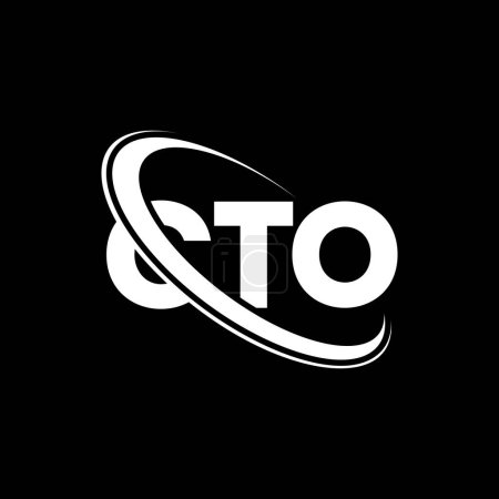 Ilustración de Logo de CTO. Carta del CTO. Diseño del logotipo de la letra CTO. Logotipo inicial de CTO vinculado con el círculo y el logotipo del monograma en mayúsculas. Tipografía CTO para marca tecnológica, empresarial e inmobiliaria. - Imagen libre de derechos