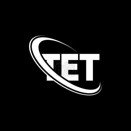 Illustration for TET logo. TET letter. TET letter logo design. Initials TET logo linked with circle and uppercase monogram logo. TET typography for technology, business and real estate brand. - Royalty Free Image
