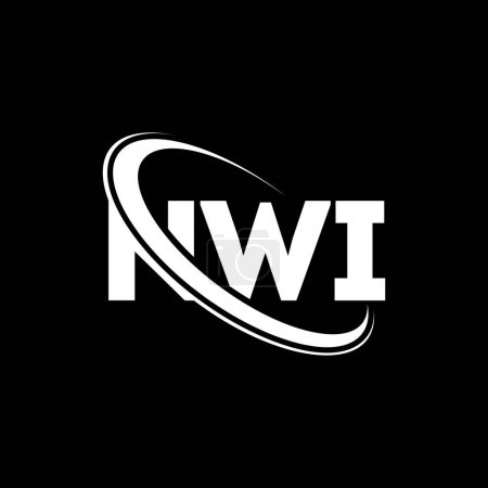Ilustración de Logo del NWI. Carta del NWI. Diseño del logotipo de la letra NWI. Logo inicial del NWI vinculado con el logotipo del círculo y del monograma en mayúsculas. Tipografía del NWI para la marca tecnológica, comercial e inmobiliaria. - Imagen libre de derechos