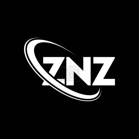 Ilustración de Logotipo ZNZ. Carta ZNZ. Diseño del logotipo de la letra ZNZ. Inicial logotipo de ZNZ vinculado con el círculo y el logotipo del monograma en mayúsculas. Tipografía ZNZ para marca tecnológica, empresarial e inmobiliaria. - Imagen libre de derechos