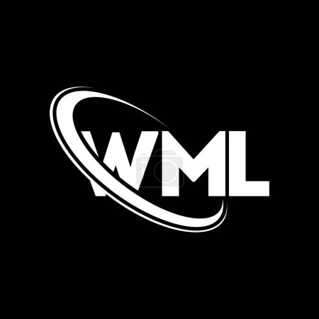 Illustration for WML logo. WML letter. WML letter logo design. Initials WML logo linked with circle and uppercase monogram logo. WML typography for technology, business and real estate brand. - Royalty Free Image