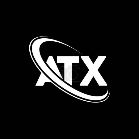 Ilustración de Logo ATX. Carta ATX. Diseño del logotipo de la letra ATX. Logo ATX inicial vinculado con el logotipo del círculo y del monograma en mayúsculas. Tipografía ATX para marca tecnológica, empresarial e inmobiliaria. - Imagen libre de derechos