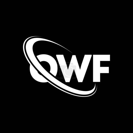 Ilustración de Logotipo OWF. Carta de OWF. Diseño del logotipo de la letra OWF. Inicial logotipo OWF vinculado con el círculo y el logotipo del monograma en mayúsculas. Tipografía OWF para marca tecnológica, empresarial e inmobiliaria. - Imagen libre de derechos
