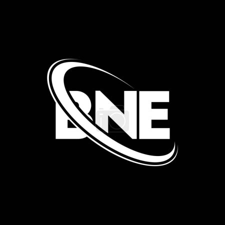 Illustration for BNE logo. BNE letter. BNE letter logo design. Initials BNE logo linked with circle and uppercase monogram logo. BNE typography for technology, business and real estate brand. - Royalty Free Image