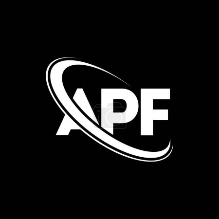 Ilustración de APF logo. APF letter. APF letter logo design. Initials APF logo linked with circle and uppercase monogram logo. APF typography for technology, business and real estate brand. - Imagen libre de derechos